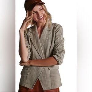 Maeve Checkered Blazer in Black and Cream